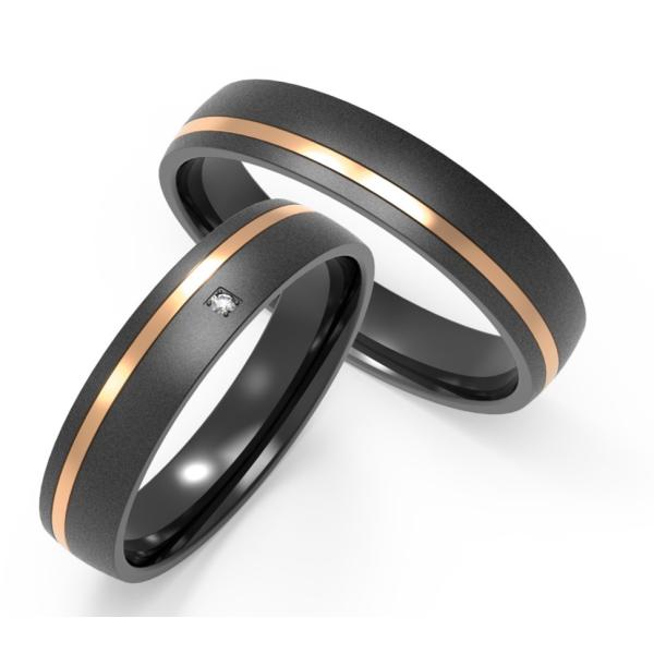 China Custom Black titanium encrusted zircon ring for couple ring factory