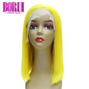 China Short Bob Wigs Swiss Lace with Baby Hair Yellow factory