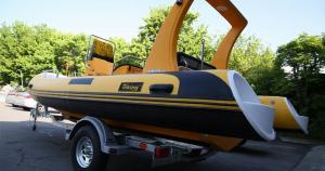 China 580cm orca hypalon commercial large rear space colorfull hull inflatable rib boat rib580B with double engines plate factory