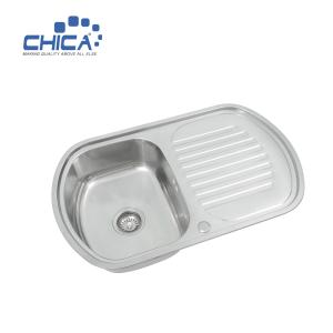 China CH8049C Single Bowl Sink With Drain Board Stainless Steel Kitchen Sink Press Kitchen Sink factory