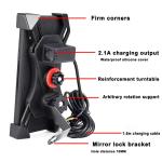 FCC 360D Waterproof Heavy Duty Motorcycle Phone Mount , USB ABS Telescopic Phone