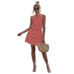 Anti Static Floral Casual Dress Sleeveless V Neck Split Stylish Style