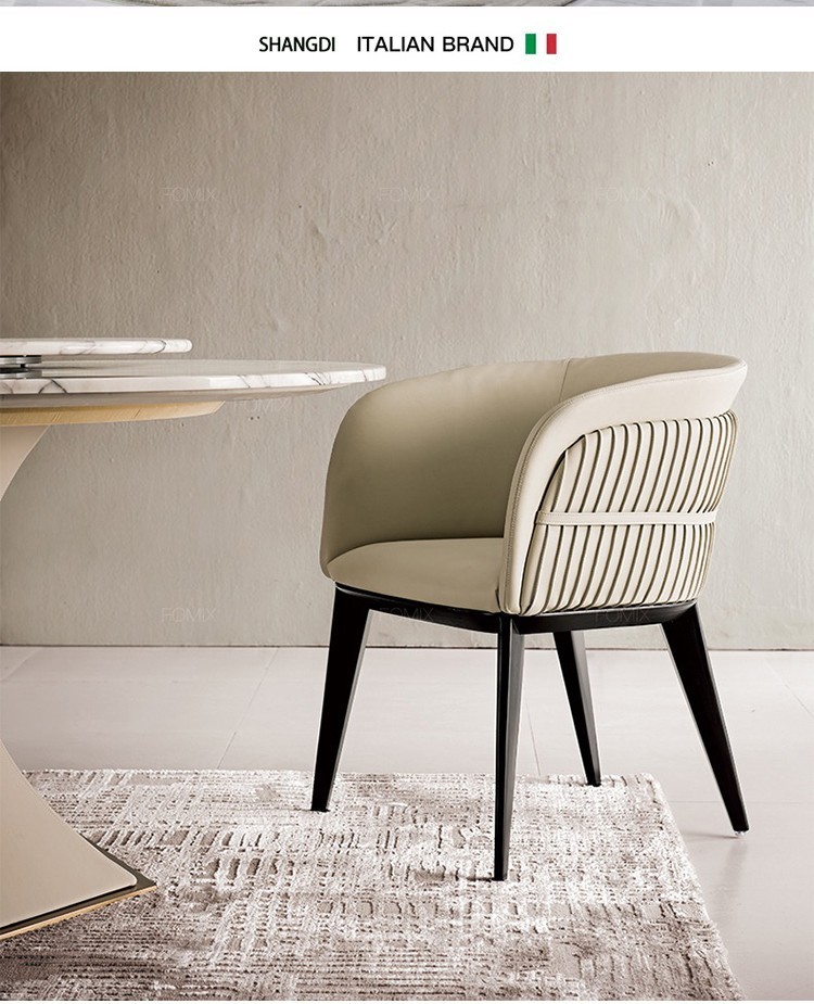 Modern Hotel Restaurant Furniture Genuine Leather Metal Dining Chair