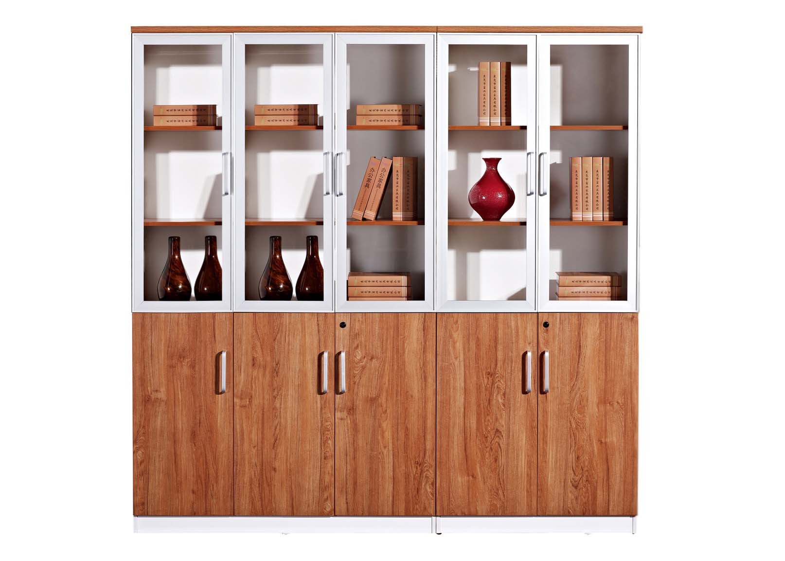 Glass Door Office File Cabinets Adjustable Shelf Board 800W*400D*2000H MM Size