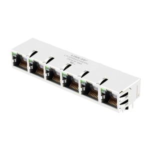 China Pulse JG0-0070NL Compatible LINK-PP LPJG68837A63NL 1000 Base-T Tab Up Green/Orange&amp;Green LED 1x6 Port RJ45 Connector For Sale factory