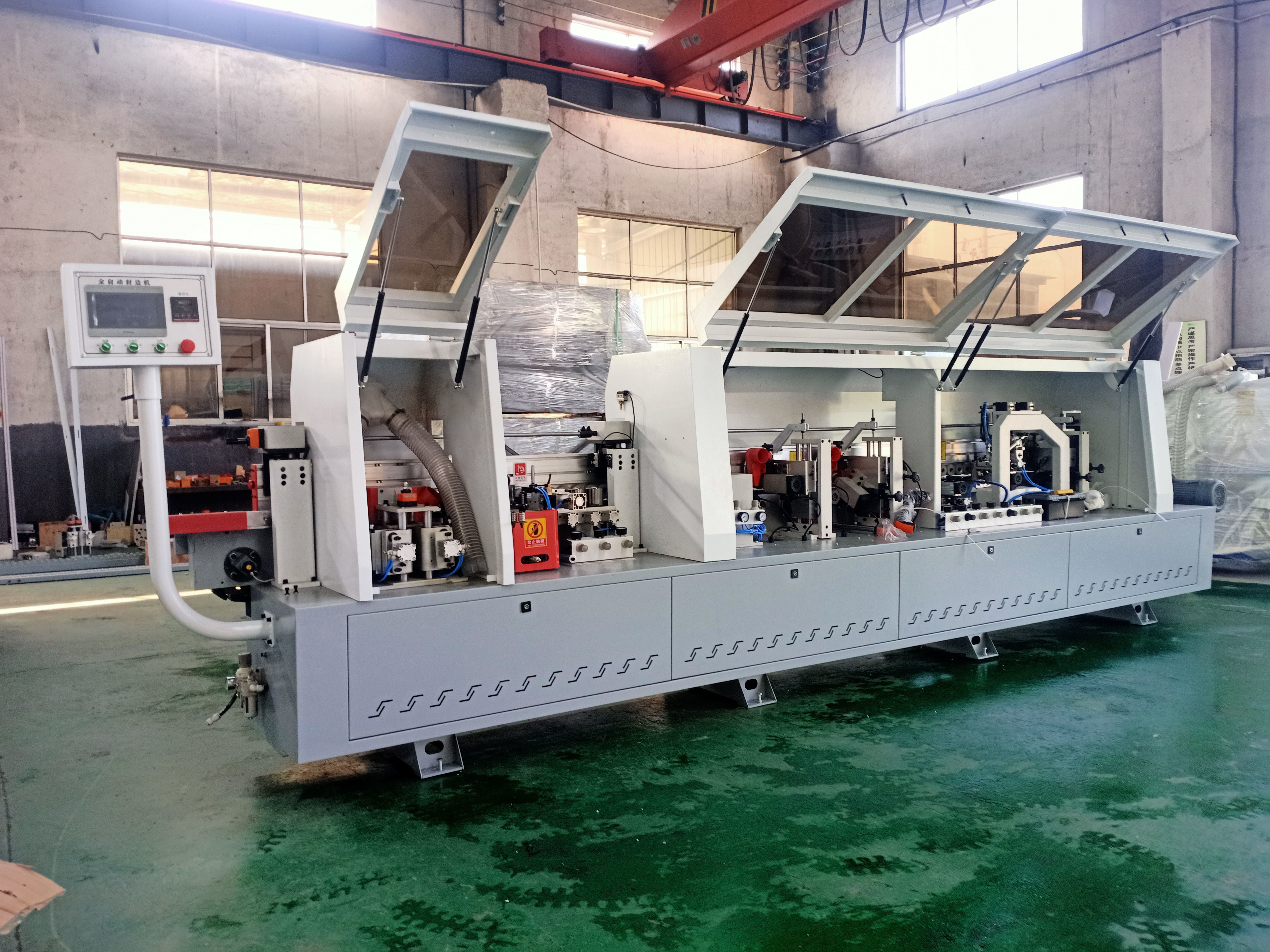 KC308 MDF wood door edge banding machine with pre-milling R round trim functions
