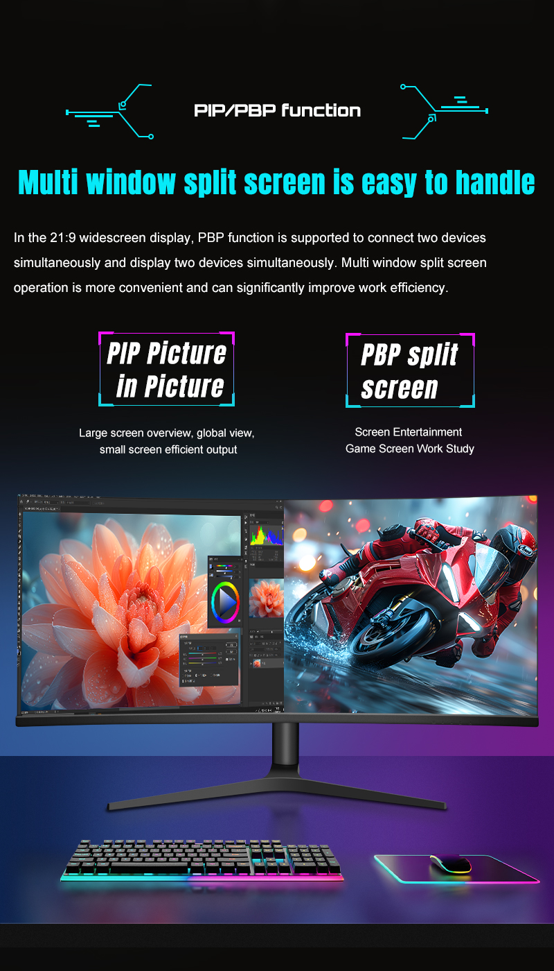 400cd/M2 34 Inch Gaming Monitor 1900R Curve Nano Panel 3440x1440 4K UHD Computer Monitor