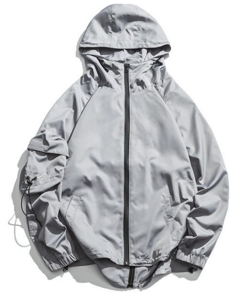 Chic Mens Hooded Zip Up Jackets , Anorak Pocket Nylon Hooded Windbreaker