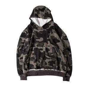 China wholesale high street fashion mens camo pullover fringe bottom hoodies factory