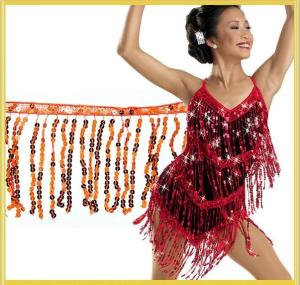 China Colorful fashionable custom sequins rayon fringe tassel trimming for dancewear skirt dress factory