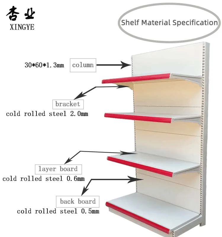 2023 New Shelves China Factory Customized Color Size Steel Double Side Rack for Supermarket Shop Supermarket Equipment