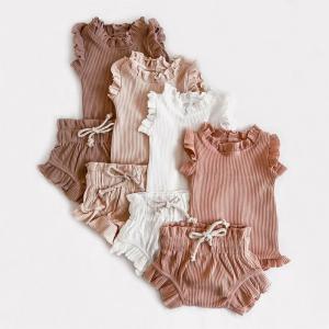 China Stock and Custom Wholesale 100% Cotton Baby Clothing Set Summer Baby 3pcs Set Baby Summer 2pc Clothes factory