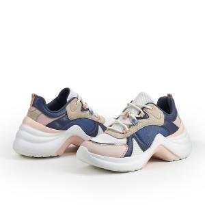 China Nappa PU Women Chunky Sneakers breathable with perforated panels factory