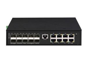 China RJ45 Industrial Ethernet Fiber Switch 8 10/100/1000Base-TX 10 1000M SFP factory