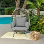 80kg Load Capacity PE Rattan Double Seat Swing Egg Chair for Deluxe Outdoor