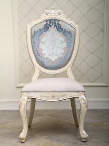 China SGS Solid Wooden Oak Retro Upholstered Dining Chairs Chenille Cover factory