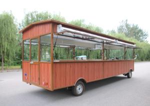 China 4 Wheels Giant Electric Food Cart with Water System and Electric Power Source factory
