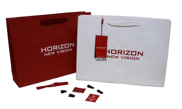 Recyclable white craft Paper Carrier Bag Ribbon Handle for Men's Garment
