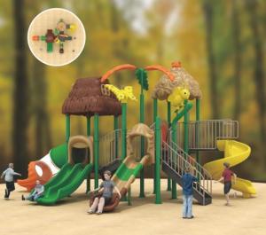 China children's play equipment swings with tube slide and spiral slide factory