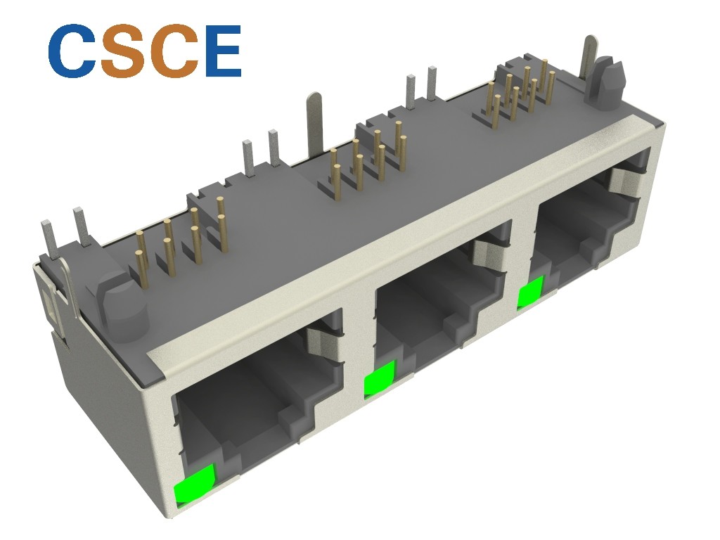 1*3 Port RJ45 Connector D Type RJ45 Modular Jack 8P8C RJ45 Connector