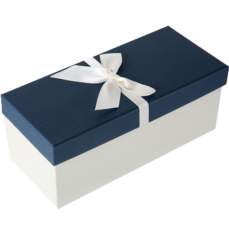 Custom Order Empty Cardboard Wedding Gift Box with Bow Tie and Ribbon Logo Printing