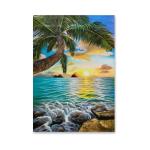 Canvas Handmade Palm Trees Seascape Oil Paintings For Home Decoration