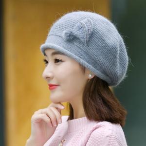 China 2018 Winter Trendy ladies woollen knitted hats with MOQ only need 3 pcs,elegant design hats factory