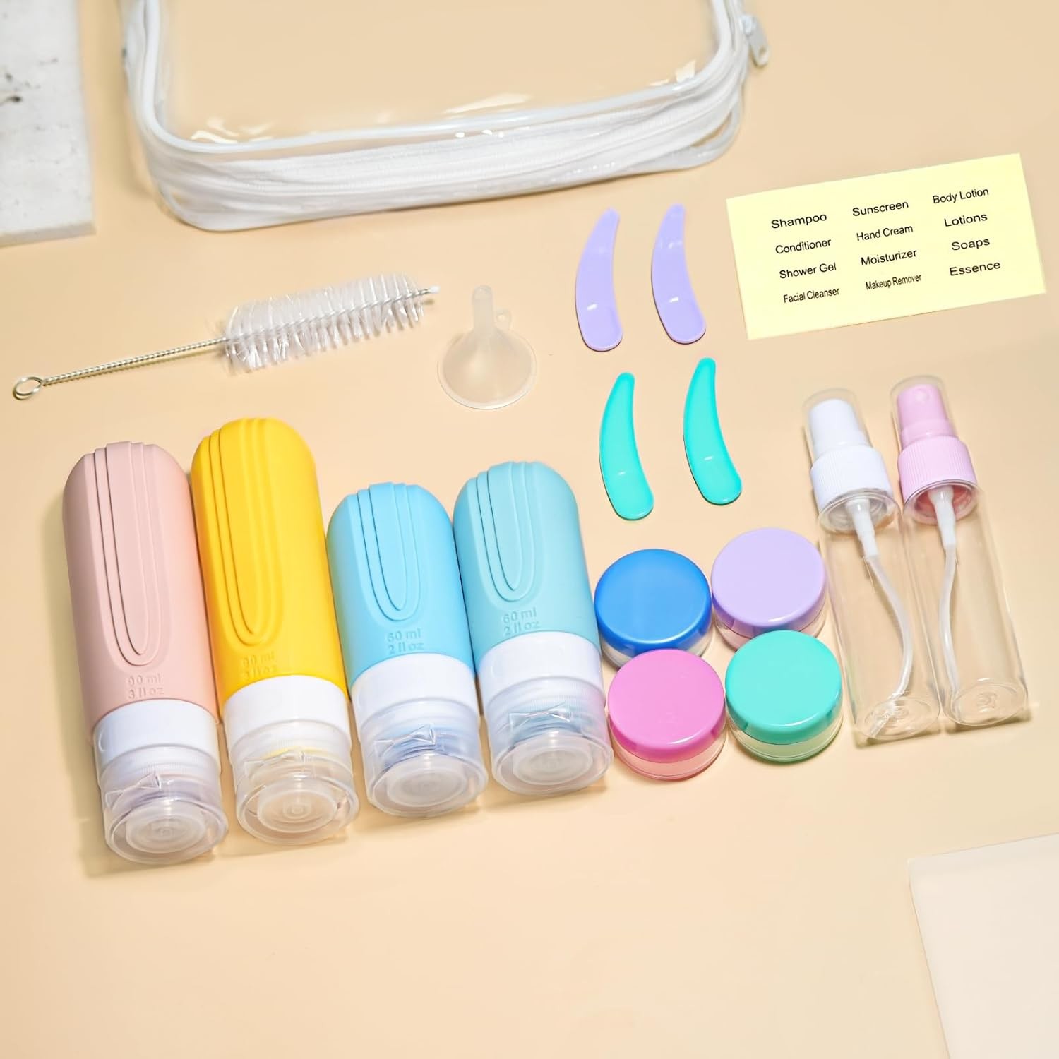 16 Pack Silicone Travel Bottle Set Durable Reusable and Easy to Clean for Hassle-Free Travel and TSA Approval