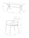 AJUNION X Shape Outdoor Dining Set for Restaurant 76"D x 36"W x 30''H Table Size