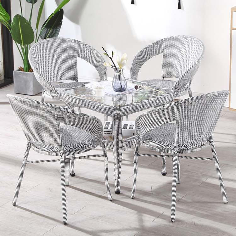 Modern Design Outdoor Stackable Armchair and Coffee Table Set for Patio Garden Balcony