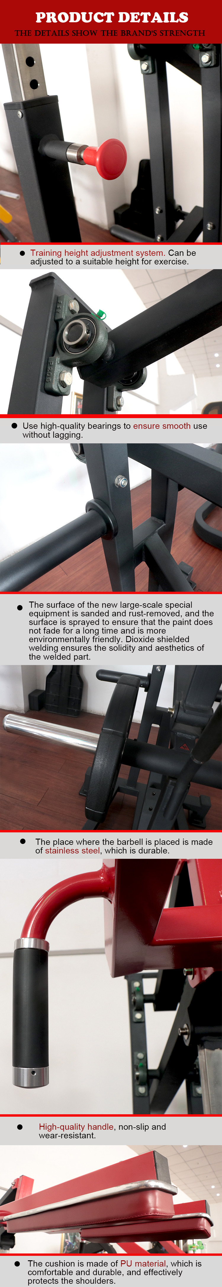 Steel Frame Commercial Grade Gym Equipment Hammer Strength Squat Machine
