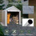 PE Fabric Roof Cover AJUNION 6.2x5.6ft Outdoor Storage Tent Metal Garden Bike