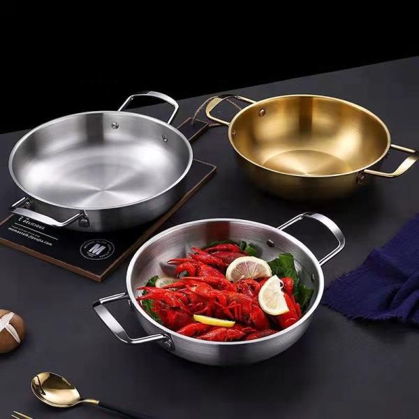 High Quality Silver Stainless Steel Cooker Flat Bottom Cooking Fry Pot Mini