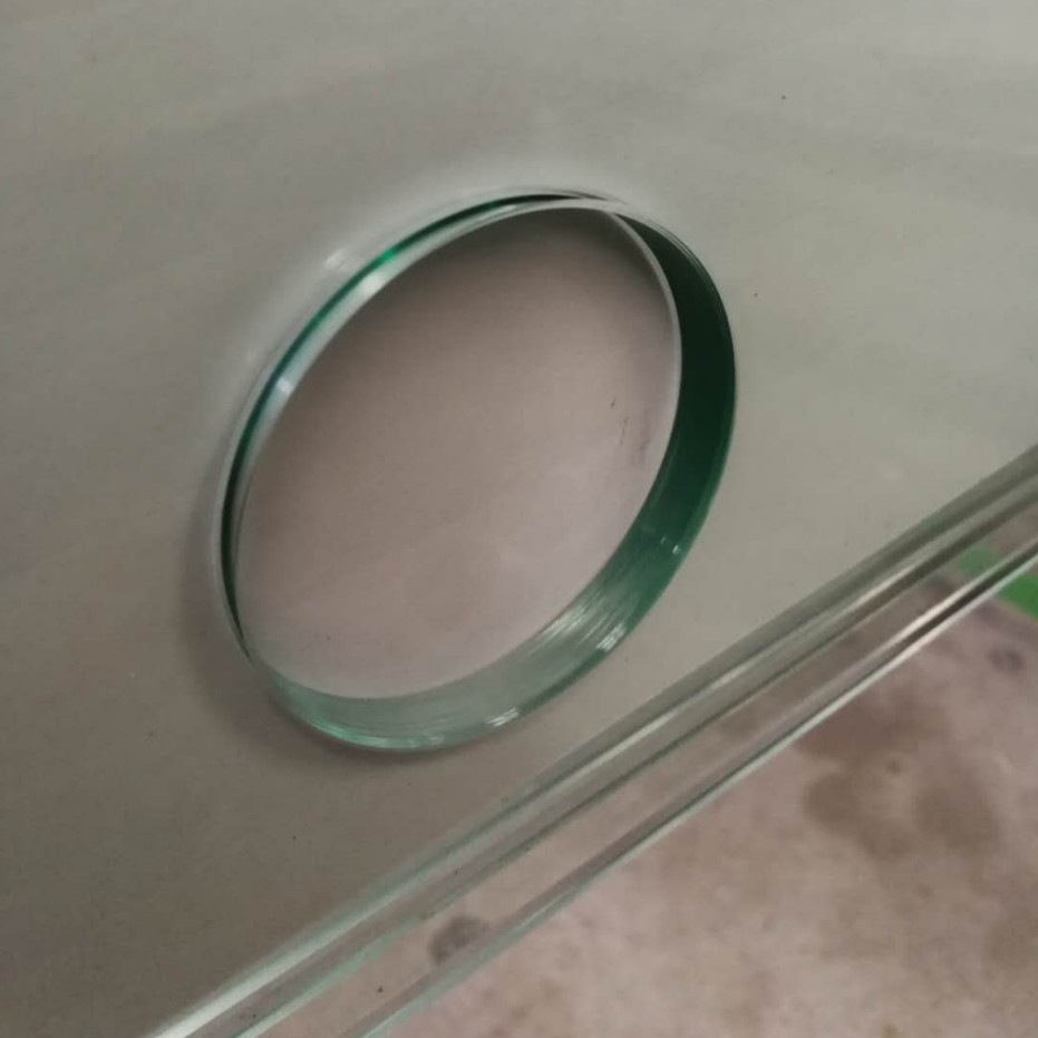 Big Handle Hole Shower Tempered Glass CNC Stained Polished