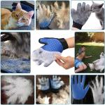 Silicone Pet Hair Remover Glove Blue Cat Brushing Glove For Small Animals