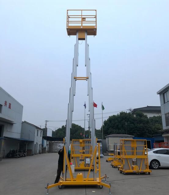 Manual Pushing Mobile Aerial Work Platform Double Mast 12m 200Kg Loading Capacity