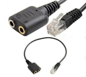 China RJ9 Plug to 2 X 3.5mm Jack for PC Headset to Avaya 1600 9600 SNOM Yealink Phones factory