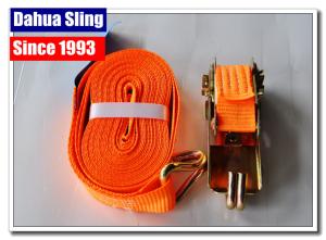 China Orange Ratchet Tie Down Straps Cargo Lashing Belt With Buckle 25mm * 1T JD Hook factory