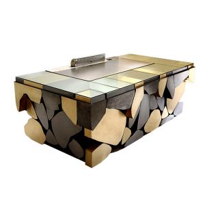 China Restaurant Induction Electric Teppanyaki Table With Smokeless Purification System factory