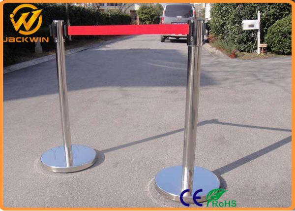 Temporary 2m Retractable Belt Barriers / Stainless Steel Crowd Queue Control