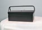 Black 18" Small 3 Trays Metal Cantilever Tool Box With 2 Handles To Store Tools