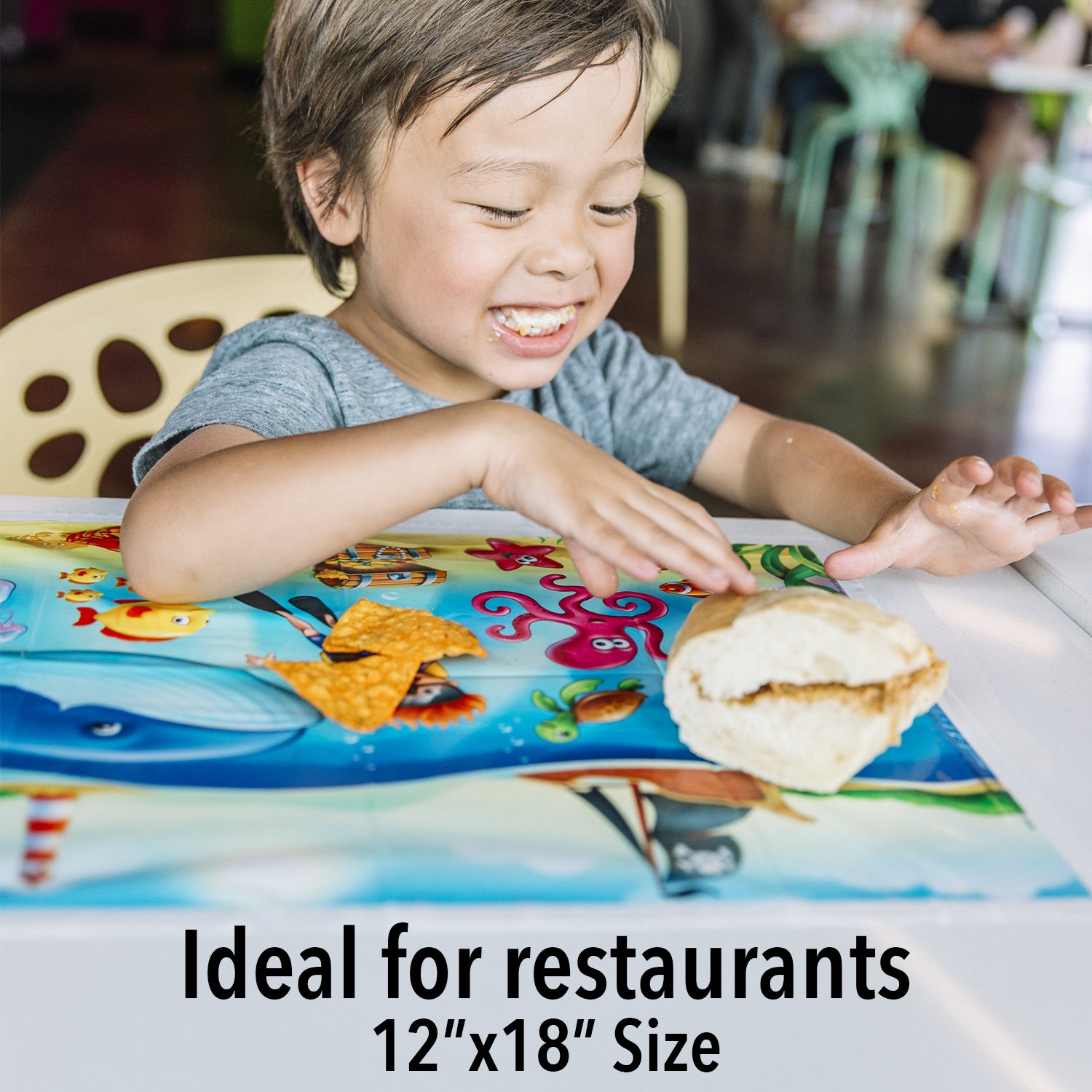 Germ Proof Disposable Baby Placemat , Non Slip Adhesive Dinner Table Placemats