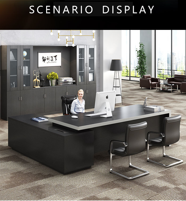Black Commercial Office Furniture , Office Desk Furniture Multi Functional Modular