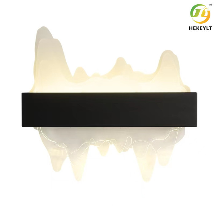 New Chinese Modern Style Living Room black Iron + Acrylic LED Wall Lamp