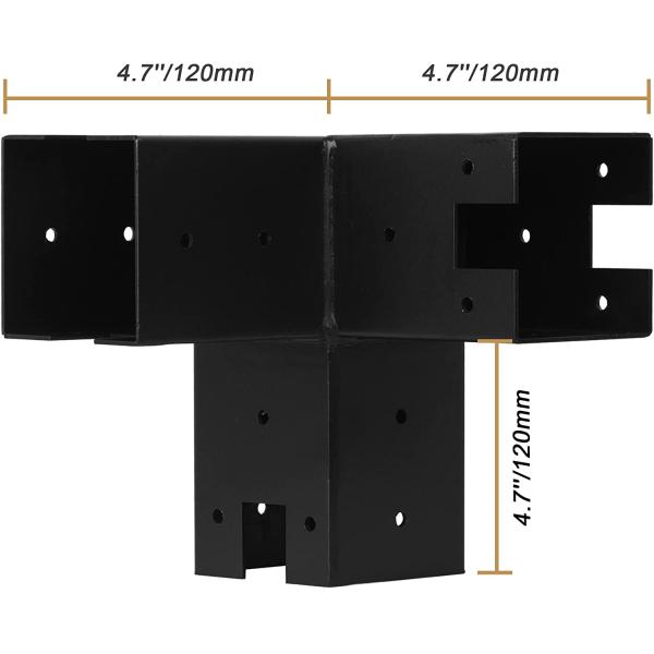 Pergola Brackets 3-Way Corner Brackets Durable Steel Pergola Kit Base Brackets