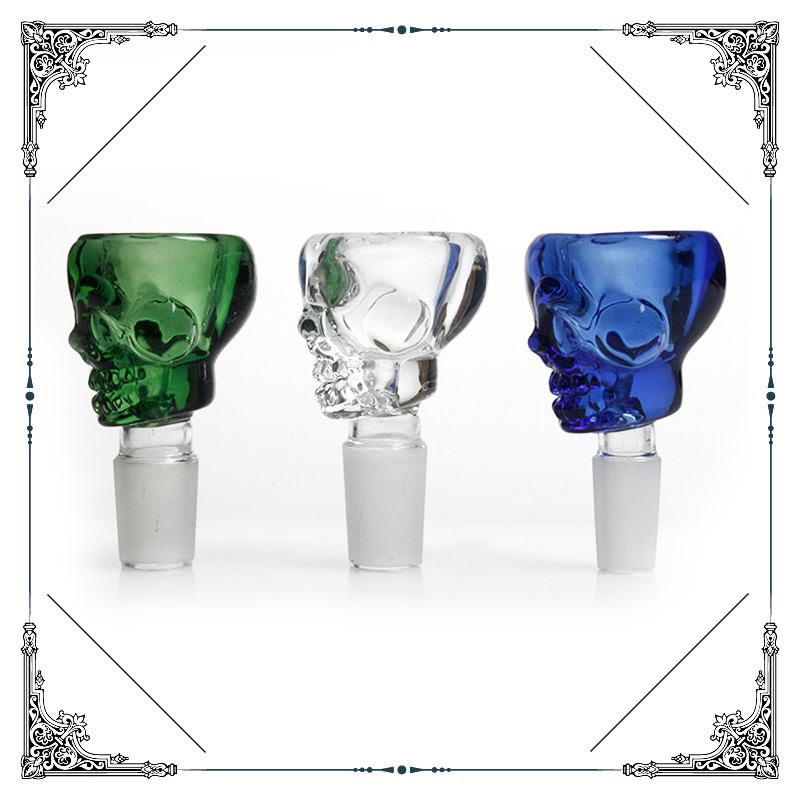Skull Bowl 14mm 18mm Male Colorful Thickening Glass Water Bongs Accessories
