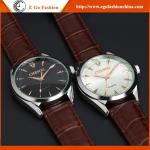 E Go Fashion 006A Stainless Steel Quartz Watch Genuine Leather Strap Watches