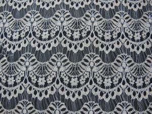 China Corded Scalloped Lace Mesh Fabric Black Guipure For Lingerie / Bra CY-DK0038 factory