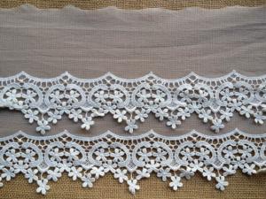 China Vintage Embroidered Tulle Nylon Lace Trim For Ladies Dress 22CM Off White factory