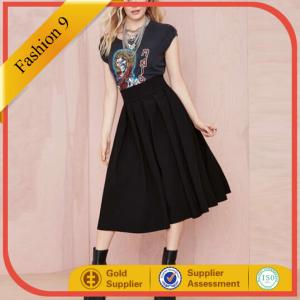 China Black Pleated Midi Skirt factory